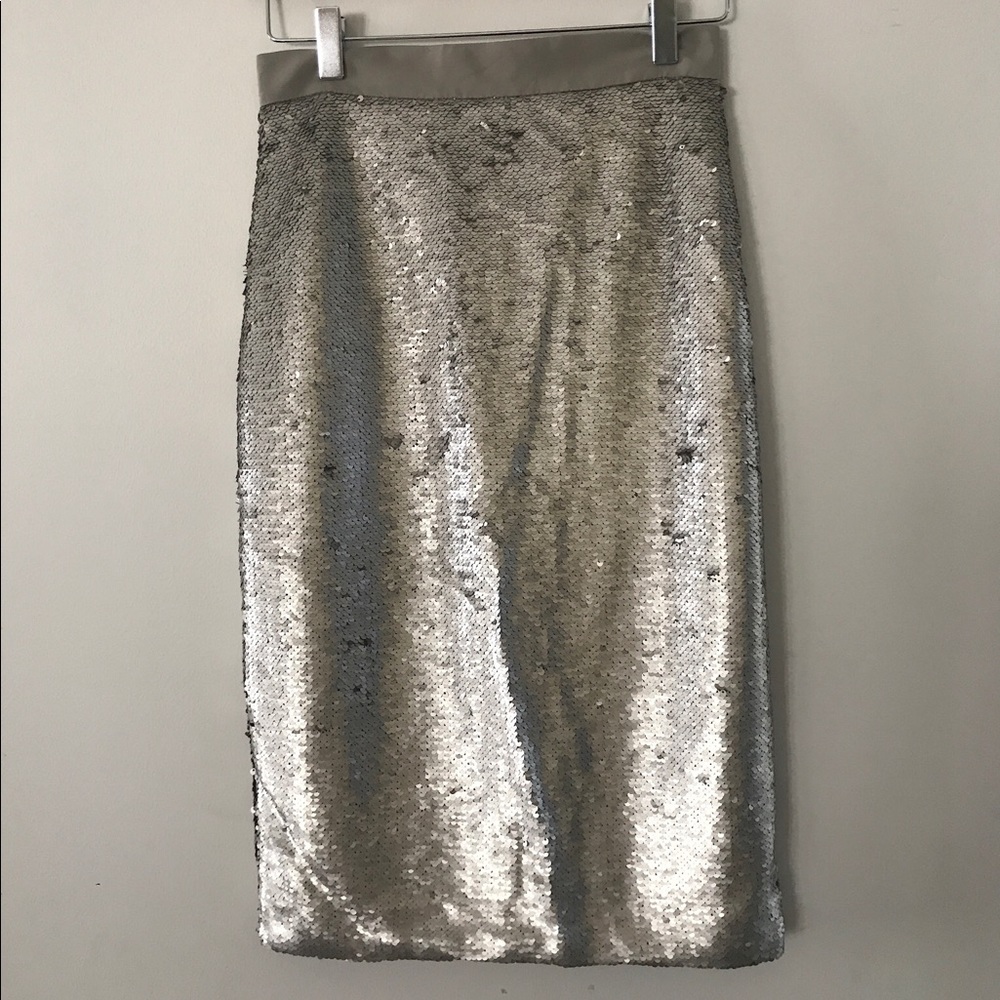 Banana Republic silver sequin skirt